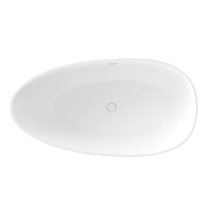 English Elm 59" Stone Resin Freestanding Soaking Tub Spa Grade Oval Design for Modern Baths Glossy White W1920P410046