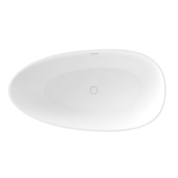 English Elm 59" Stone Resin Freestanding Soaking Tub Spa Grade Oval Design for Modern Baths Glossy White W1920P410046