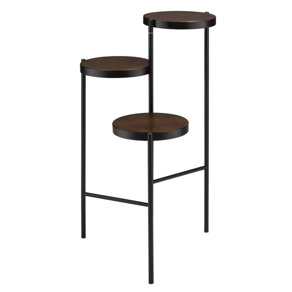 English Elm Black 3-Tier Foldable Plant Stand in Walnut Finish — Space-Saving Metal Frame, Stylish Indoor Outdoor Decor B062P185701