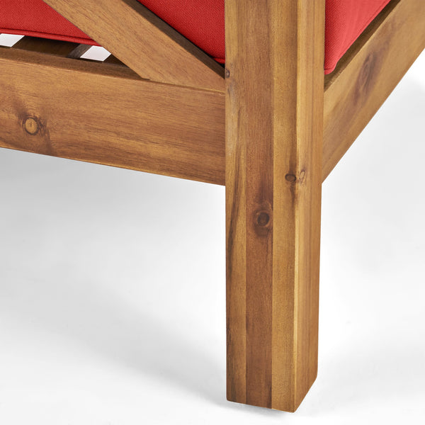 English Elm Brava Outdoor Acacia Wood Club Chair with Slatted Cross-back Mid-century Patio Design 65545.00RED