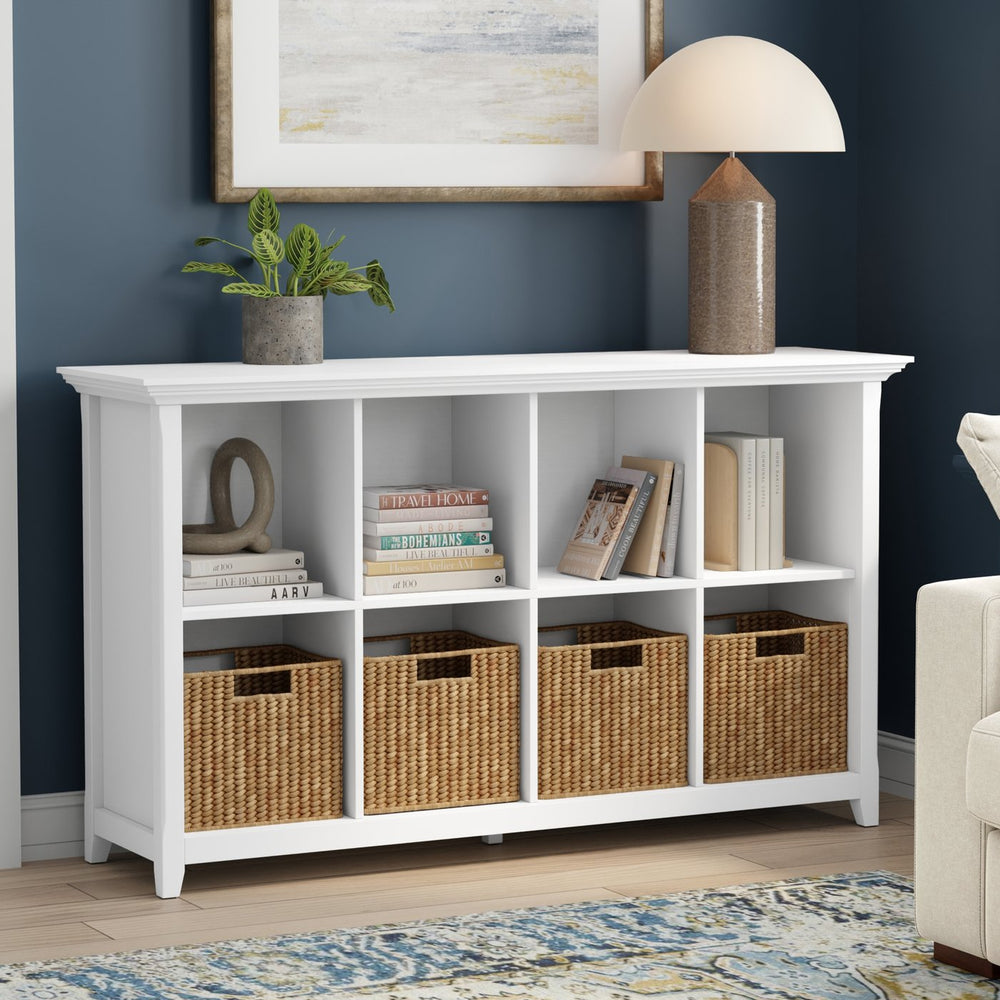 English Elm Amherst White Solid Wood Console Table with Eight Open Cubbies for Entryway or Living Room B136P481645