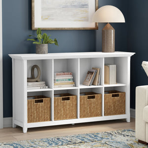 English Elm Amherst White Solid Wood Console Table with Eight Open Cubbies for Entryway or Living Room B136P481645