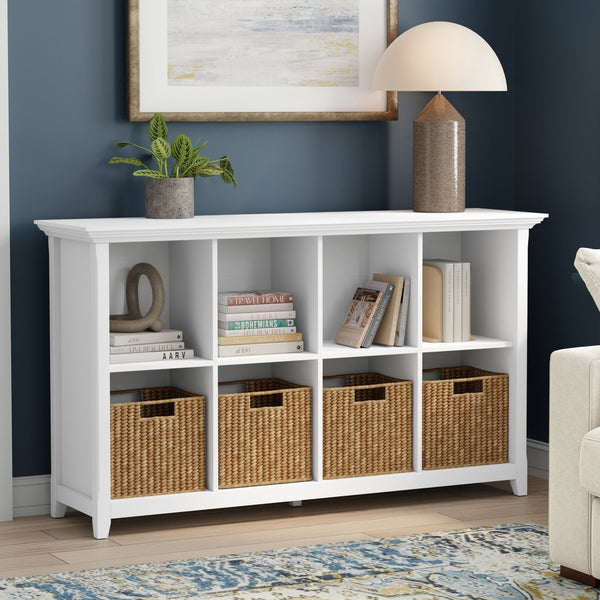 English Elm Amherst White Solid Wood Console Table with Eight Open Cubbies for Entryway or Living Room B136P481645