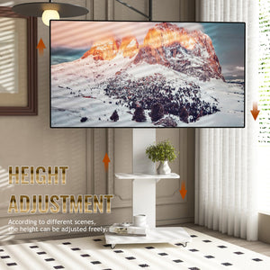 English Elm Tv Floor Stand Rolling Cart with Lockable Wheels Height Adjustable Iron Mdf Mount White W241P246880