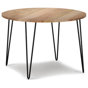 English Elm Hunter 45-Inch Round Dining Table – Stylish Mango Wood & Hairpin Legs For Modern Spaces, Seats 4 B136P158742