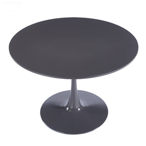 English Elm 42.1" Round Marble Look Pedestal Dining Table Mid Century Modern Seats Six Grey W234P453953