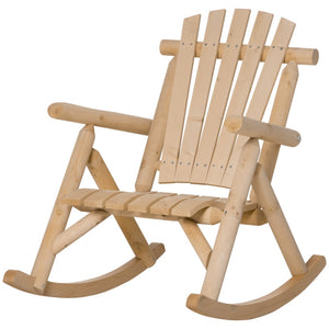 English Elm Outsunny Rustic Adirondack Rocking Chair For Relaxation - Elegant Wooden Design For Patios & Gardens W2225P217108-GIGA