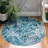 Unique Loom Oasis Wave Machine Made Abstract Rug Blue, Gray/Navy Blue/Ivory 7' 1" x 7' 1"