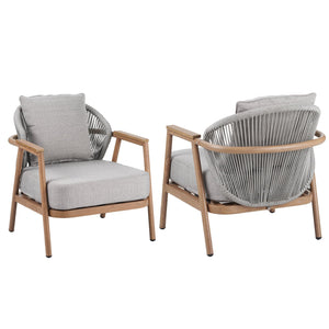 English Elm Christopher Knight Home® - Orla Outdoor Rope Club Chairs Set Of 2 - Stylish Teak Finish & Taupe Cushions For Cozy Lounging N775P224519T-S2