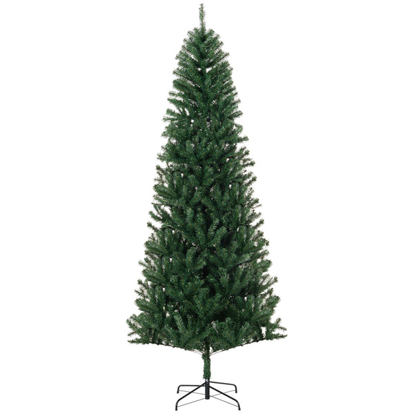English Elm Homcom 8' Slim Fir Artificial Christmas Tree - Realistic Green Decor For Small Spaces, Easy Assembly W2225P249662