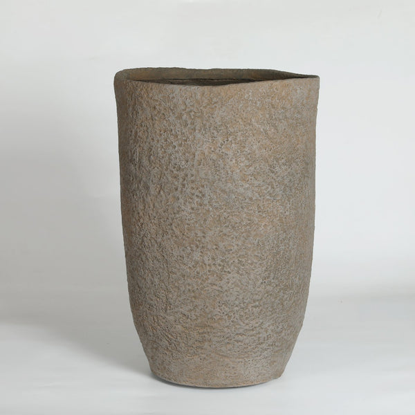English Elm Round Concrete Sculptural Planter Duo Handcrafted Porous Finish Patio Garden Home W347P465319