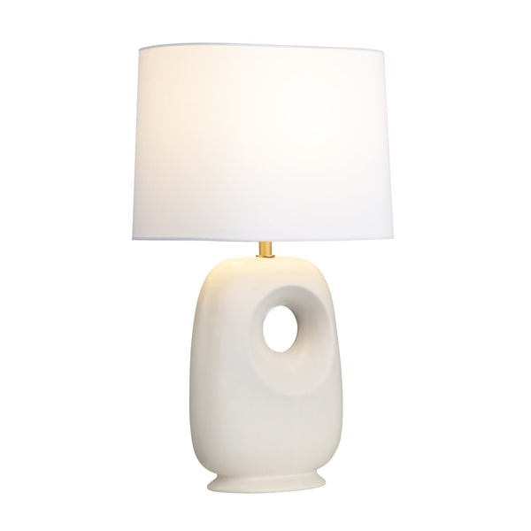 Crestview Collection 27.5" H Elegant Ceramic Table Lamp With Gold Accents, White Shade & Modern Abstract Design   Cvazp140