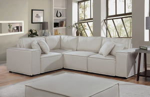 English Elm Milano Modular Sectional Sofa with Ottoman Linen Upholstery European Low Profile B2749S00077