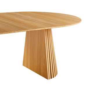 English Elm Extendable Mid-century Pedestal Dining Table Seats up to Ten with Tapered Metal Legs W3766S00001