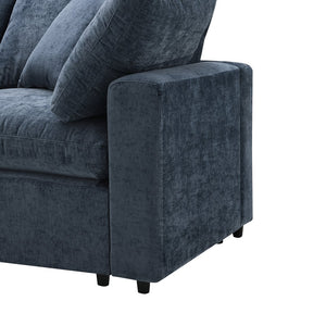English Elm [video Modular Cloud Sectional Sofa Chenille Six Seat Sleeper with Ottoman for Living Room Dark Blue N723S9583K