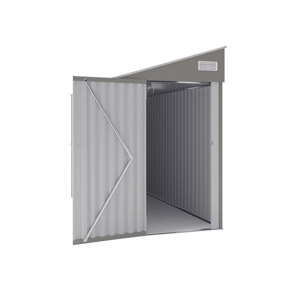 English Elm Campcraft Metal Storage Shed with Sloped Roof Ventilation and Weather Resistant Steel Panels Dark Gray W1598S00046