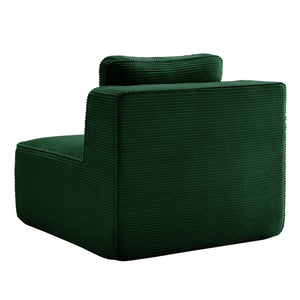 English Elm Armless Modular Sofa Seat Corduroy Upholstered Deep Cushion Living Room Lounge Chair Green W714P364691