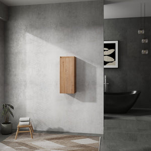 English Elm 12" Wall-Mounted Bathroom Side Cabinet with Soft-Close Hinges, Hidden Handle, Water-Resistant Finish W999P196498