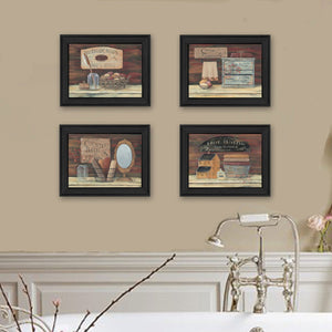 English Elm "bathroom Vignette Four Panel Framed Wall Art Set by Pam Britton Minimalist Decor B06786749