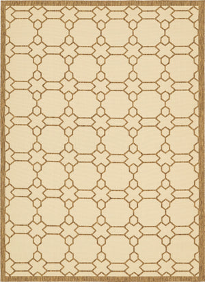 Unique Loom Outdoor Trellis Geometric Machine Made Geometric Rug Beige, Beige/Brown 8' 0" x 11' 4"