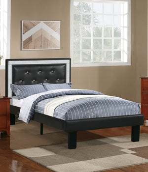 English Elm Glamours Twin Bed Faux Leather Diamond Tufted Headboard Glam Black Glitter Frame B011P415837