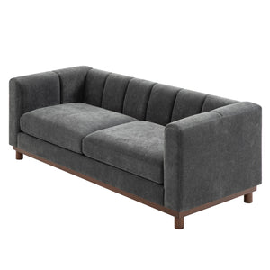 English Elm Modern Chenille Loveseat with Pocket Spring Support for Apartment Living Rooms Dark Grey N763S000070R