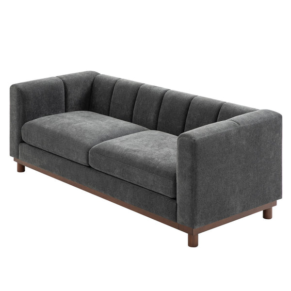 English Elm Modern Chenille Loveseat with Pocket Spring Support for Apartment Living Rooms Dark Grey N763S000070R