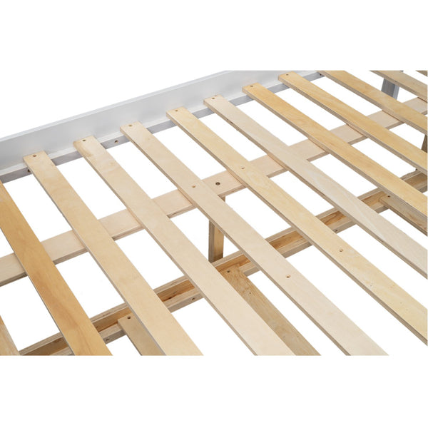 English Elm Wood Twin over Full Bunk Bed with Twin Trundle – Space-Saving Pine/MDF Triple Bed, Sturdy & Safe Design White GX000448AAK-1