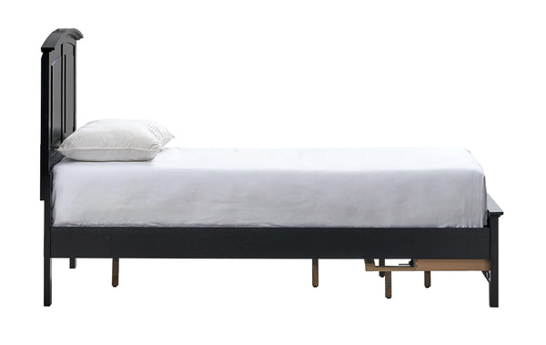 English Elm Hammond Farmhouse Twin Storage Bed with Panel Headboard and Two Under Drawer Black B078S00678