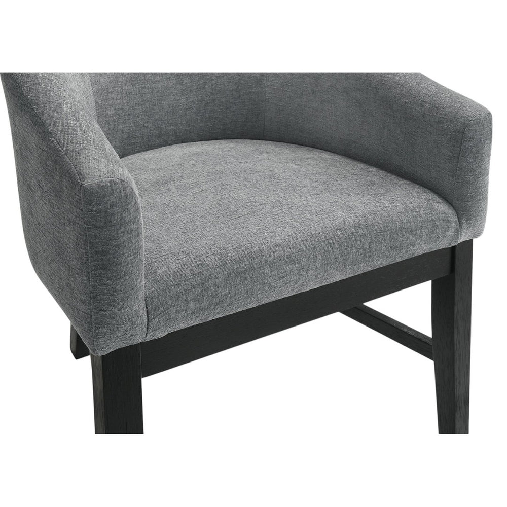 English Elm Set Of 2 Stylish Barrel Design Fabric Dining Chairs - Gray & Black For Modern Comfort & Versatility B016P392502-GIGA