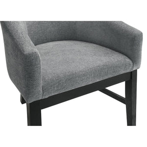 English Elm Set Of 2 Stylish Barrel Design Fabric Dining Chairs - Gray & Black For Modern Comfort & Versatility B016P392502-GIGA