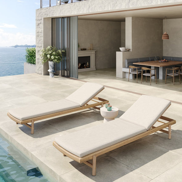 English Elm Christopher Knight Home® - Mallorca Acacia Wood Chaise Lounges Set Of 2 With Water-Repellent Cushions For Outdoor Relaxation N775P263984T