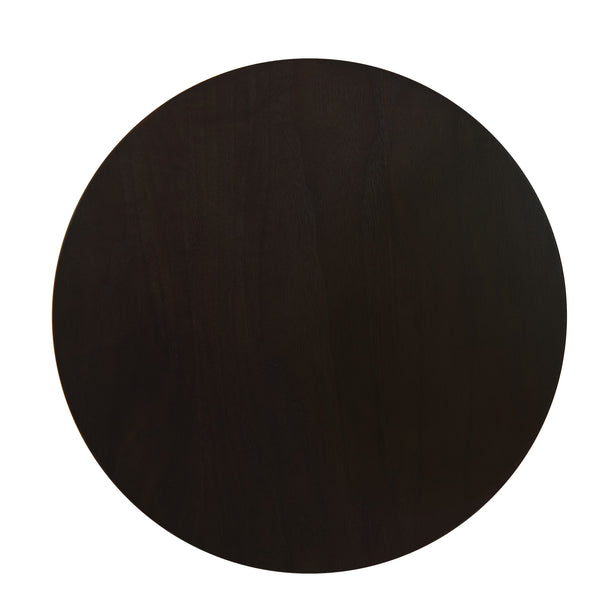 English Elm Tior Round Wood Top Accent Side Table with Geometric Gray Metal Base for Living Room Brown Multi B056P416979