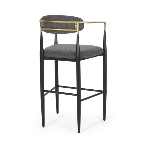 English Elm Christopher Knight Home® - Barstools Set Of 2 - Stylish Gray Upholstered Bar Stools With Backrest & Iron Legs For Versatile Spaces N779P248198G