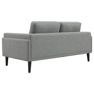 English Elm Andrena Track Arm Loveseat with Pocket Coil Support and Sleek Black Wood Legs B062P358305