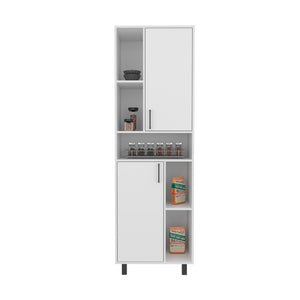 English Elm Bentonia Pantry Cabinet White – Engineered Wood, Adjustable Shelves, Slim 43.7" L x 20.5" W storage B092P315580