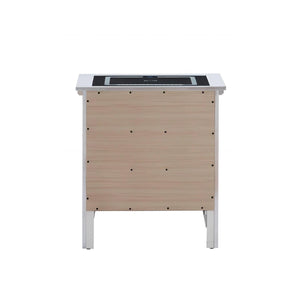 English Elm Hammond Smart 3-Drawer Nightstand White with USB Charging, Glass Top, Built-In Speakers, Dovetail Drawers B078P408787