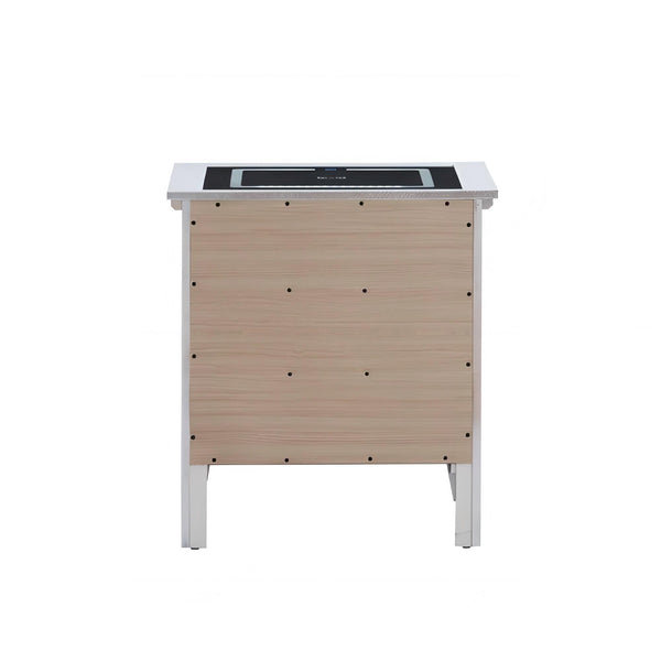 English Elm Hammond Smart 3-Drawer Nightstand White with USB Charging, Glass Top, Built-In Speakers, Dovetail Drawers B078P408787