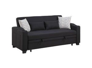 English Elm Bennett Convertible Fabric Sleeper Loveseat with Usb Port Cupholders and Storage Pocket B061S00845
