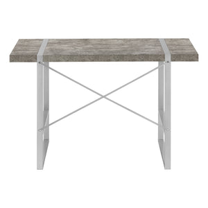 English Elm Computer Desk - Contemporary Grey Concrete & Metal Design For Stylish Home Office Workspace Solutions B2710P219884