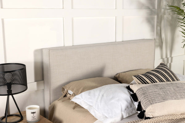 English Elm Sand Fabric Upholstered Headboard Rounded Silhouette for Queen Full Bedroom B062P153879