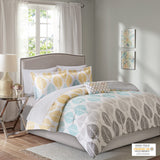 Madison Park Essentials Central Park Casual 9 Piece Comforter Set with Cotton Bed Sheets MPE10-388 Yellow/Aqua