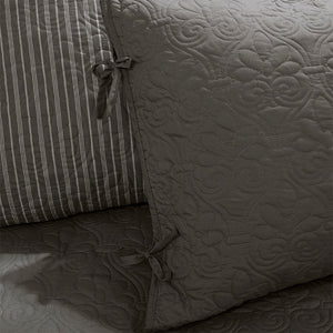 English Elm 6 Piece Reversible Daybed Cover Set Dark Grey Twin with Antimicrobial Protection, Quilted Cottage Style, 6pc B03597552