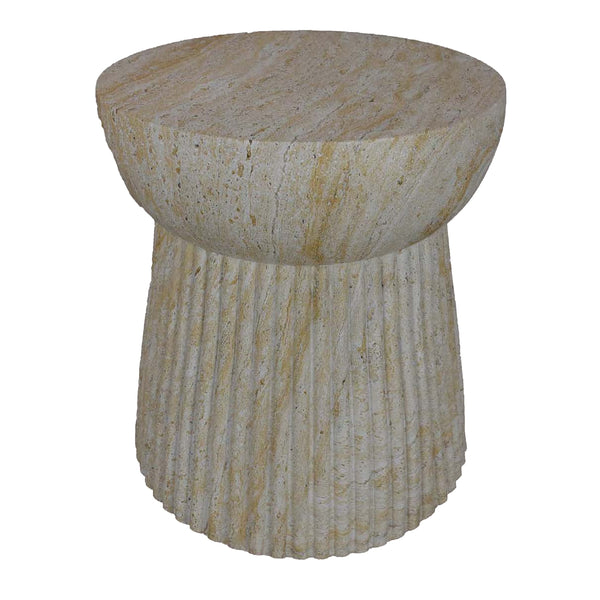 English Elm Archi Fluted Resin Plant Stand with Marbled Stone Look for Indoor Outdoor Decor B056P416933