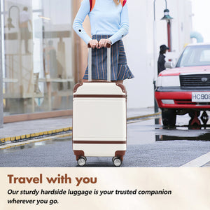 English Elm Hardshell Abs Suitcase Set with Tsa Lock Spinner Wheels Expandable 28 Inch Travel White N732P193485K