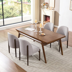 English Elm Wooden Wingback Dining Chairs Upholstered Farmhouse Modern Set with Lumbar Support Grey W3244P429256