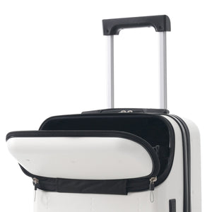 English Elm Luggage 5 Piece Hardside Abs Set with Front Access Carry on and Tsa Spinner Wheels White N732P391557K