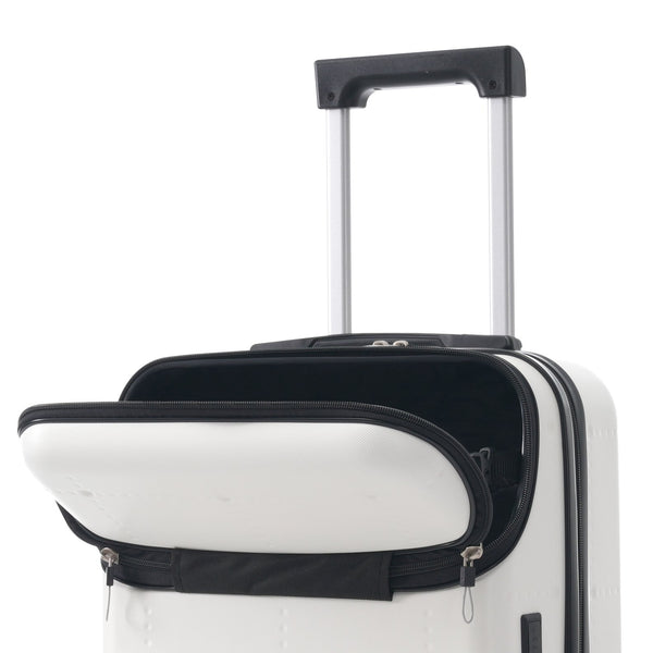 English Elm Luggage 5 Piece Hardside Abs Set with Front Access Carry on and Tsa Spinner Wheels White N732P391557K