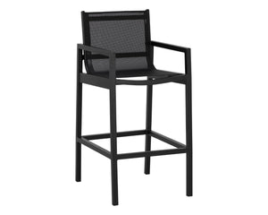 Sunpan MERANO Barstool - Modern Black Aluminum, Breathable Mesh Seat, Perfect for Home Bars & Cafes 110969