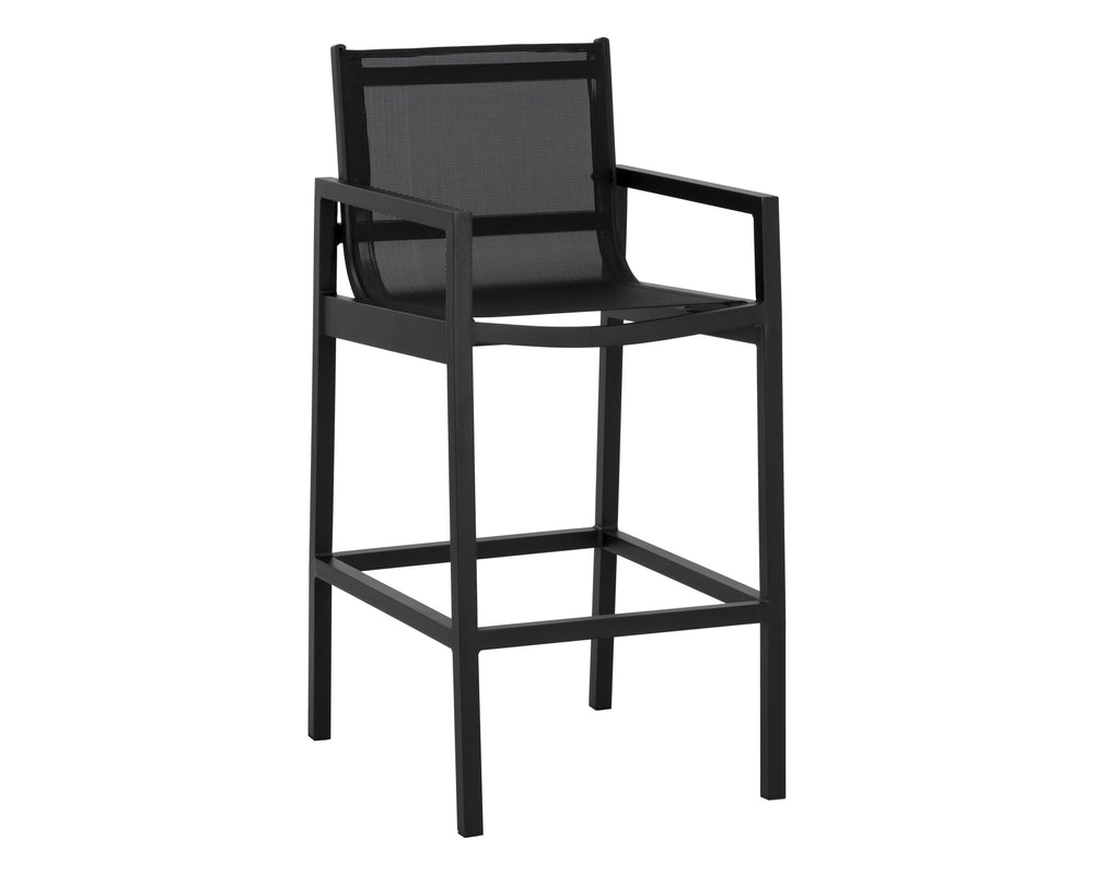 Sunpan Merano Barstool - Modern Aluminum Frame with Breathable Mesh Back for Stylish Comfort and Durability Black